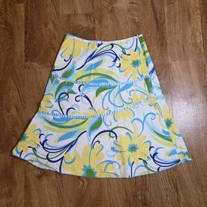 Vintage Y2K FANG Multicolor White Midi Skirt